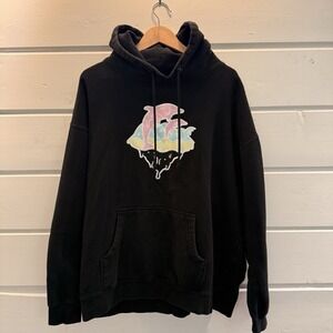 Pink Dolphin Men's Graphic Logo Black Pullover Hoodie Sweatshirt, XL, skater